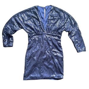 Flirty Blue Sequined Party Dress, size L
